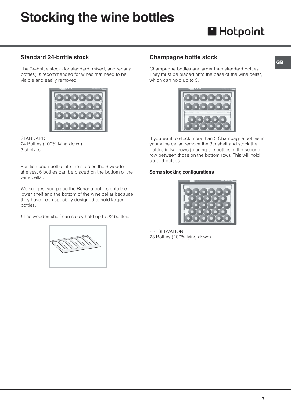Stocking the wine bottles | Hotpoint Wine Cellar WE24 User Manual | Page 7 / 8