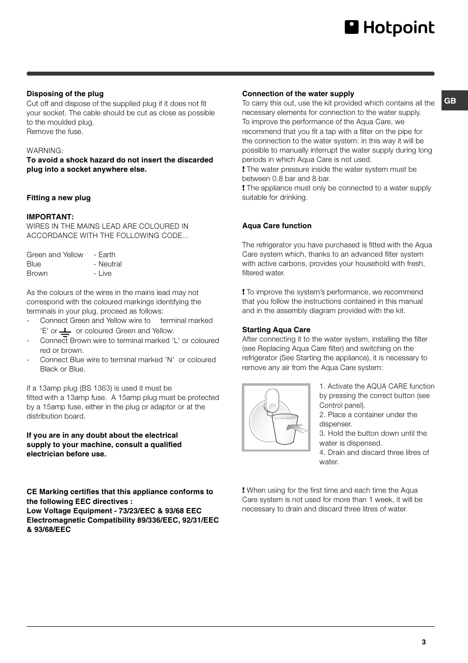 Hotpoint FFQ50P User Manual | Page 3 / 16