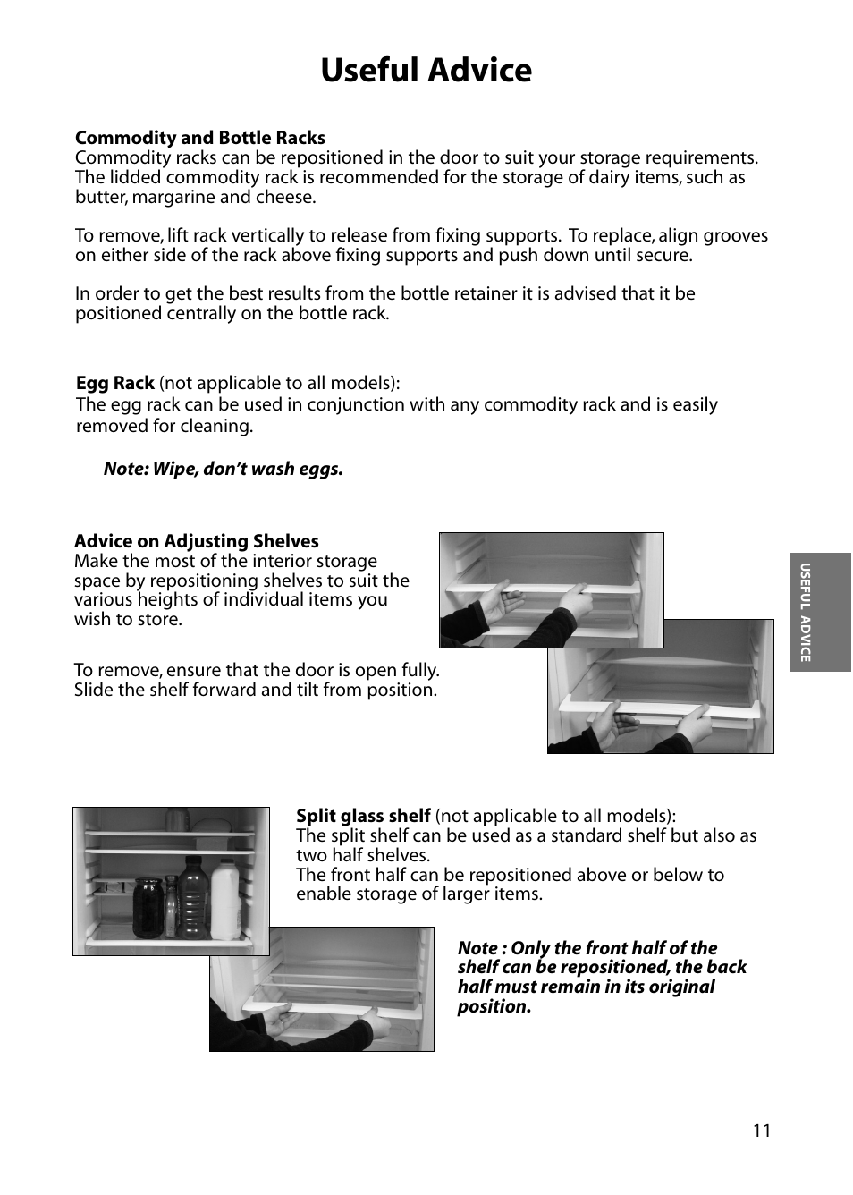 Useful advice | Hotpoint RFM18 User Manual | Page 11 / 24