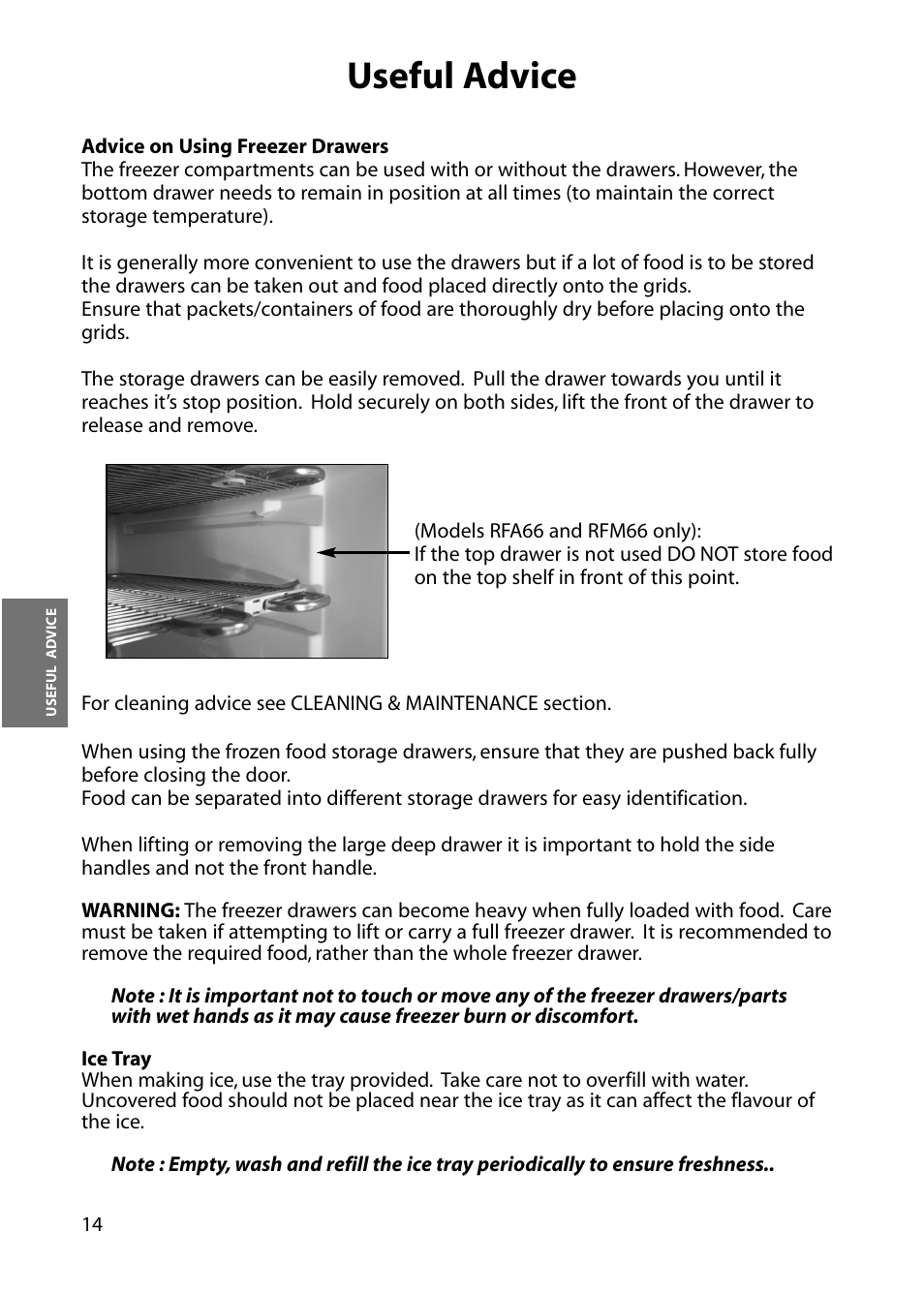 Useful advice | Hotpoint RFM18 User Manual | Page 14 / 24