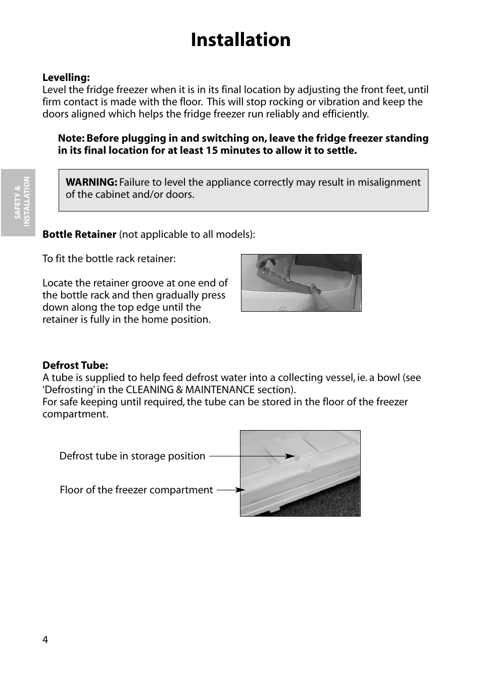 Installation | Hotpoint RFM18 User Manual | Page 4 / 24