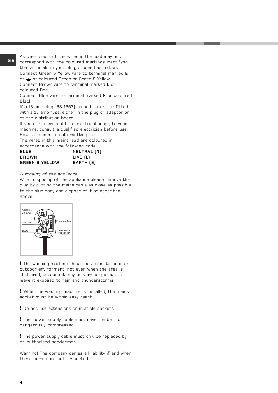 Hotpoint AQGMD149 User Manual | Page 4 / 16