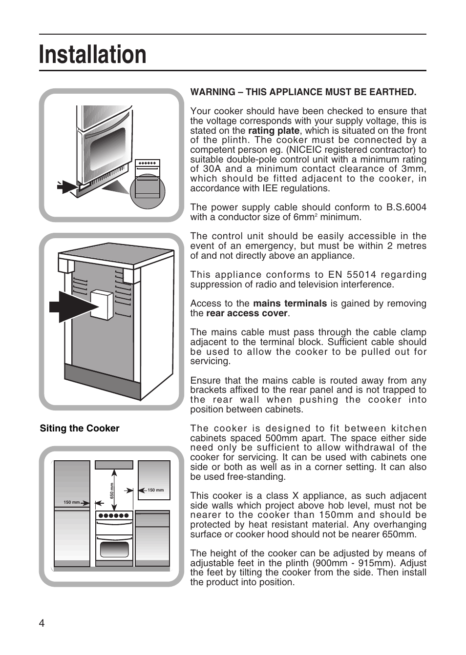 Installation | Hotpoint EW41 User Manual | Page 4 / 32