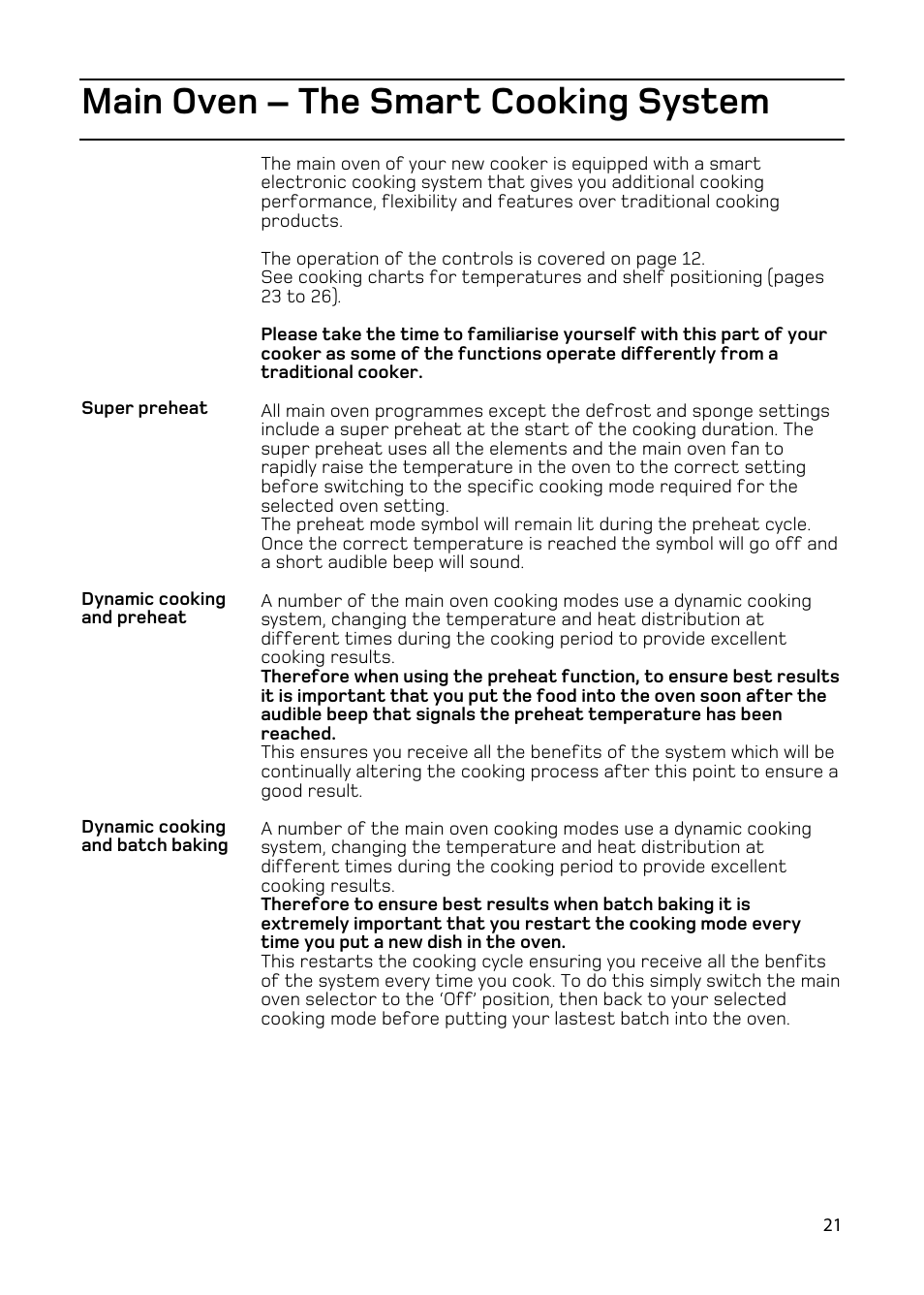 Main oven – the smart cooking system | Hotpoint EW93 User Manual | Page 21 / 36