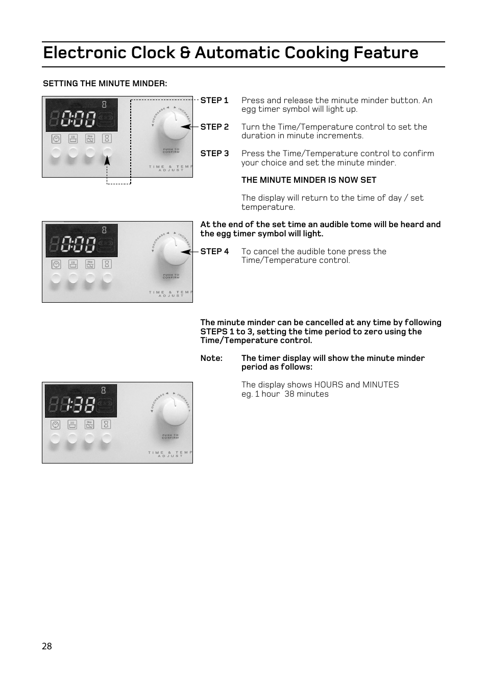 Electronic clock & automatic cooking feature | Hotpoint EW93 User Manual | Page 28 / 36