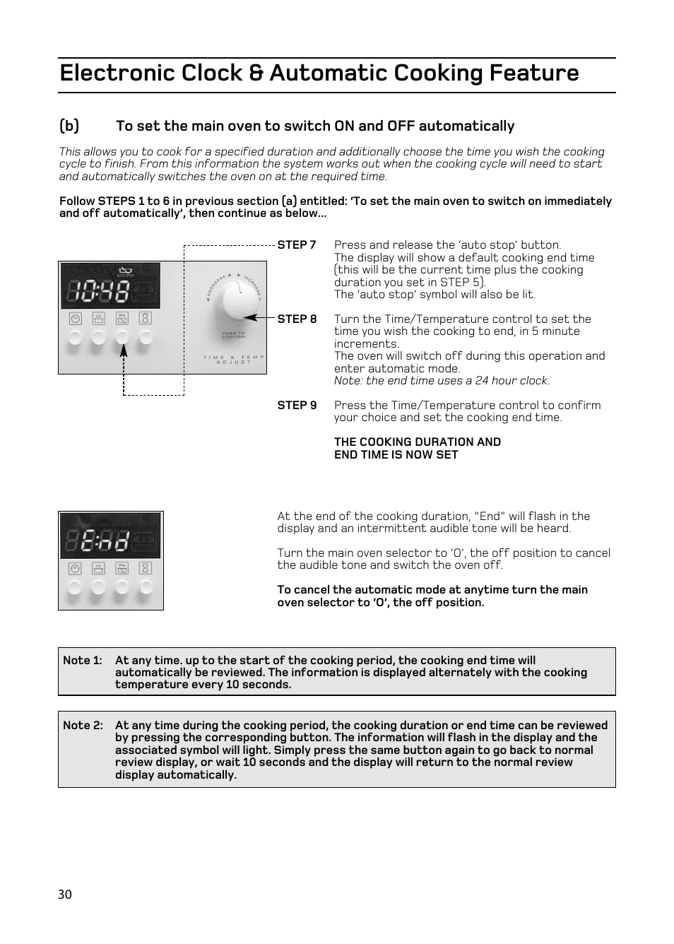Electronic clock & automatic cooking feature | Hotpoint EW93 User Manual | Page 30 / 36