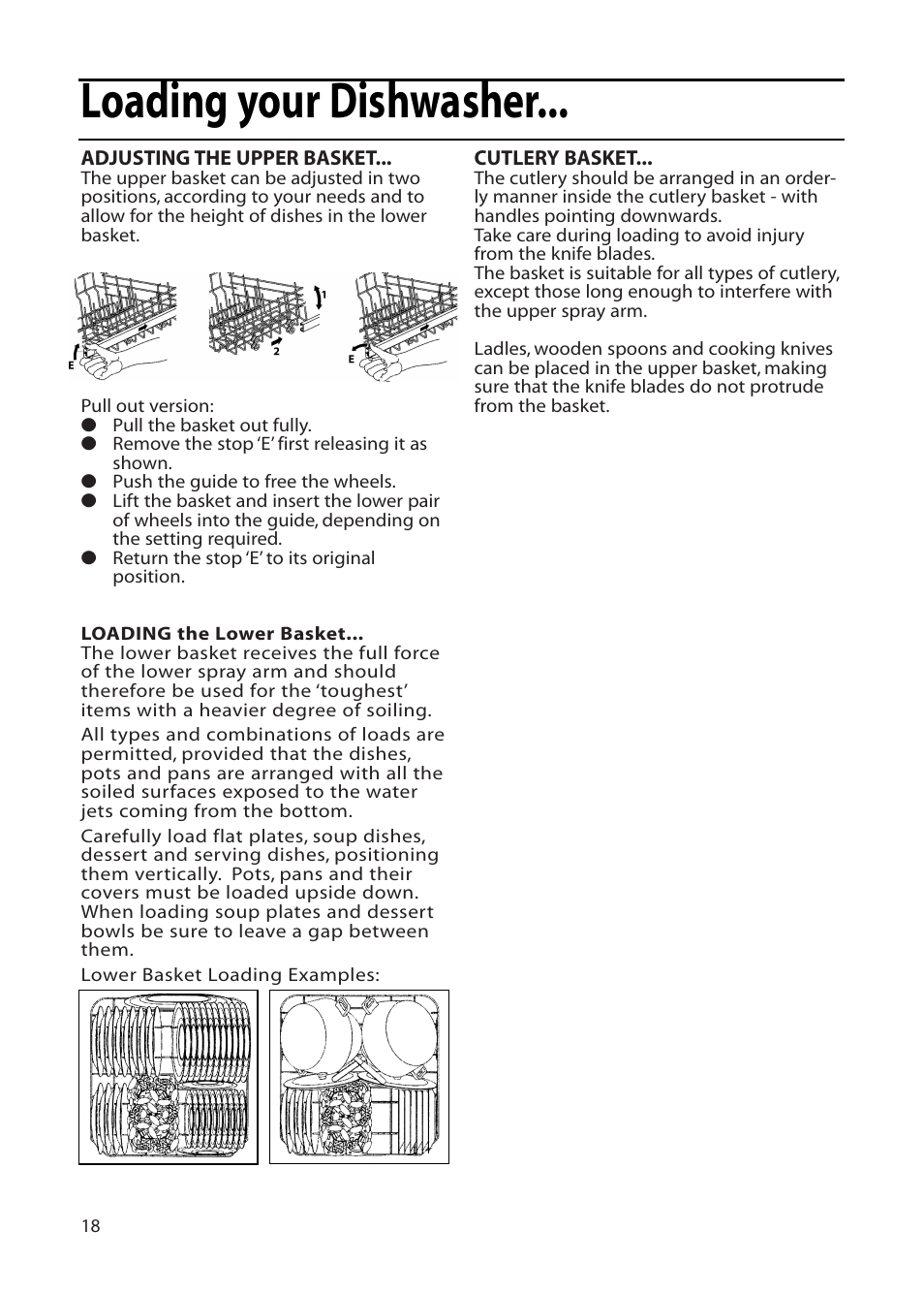 Loading your dishwasher | Hotpoint DF55 User Manual | Page 18 / 28