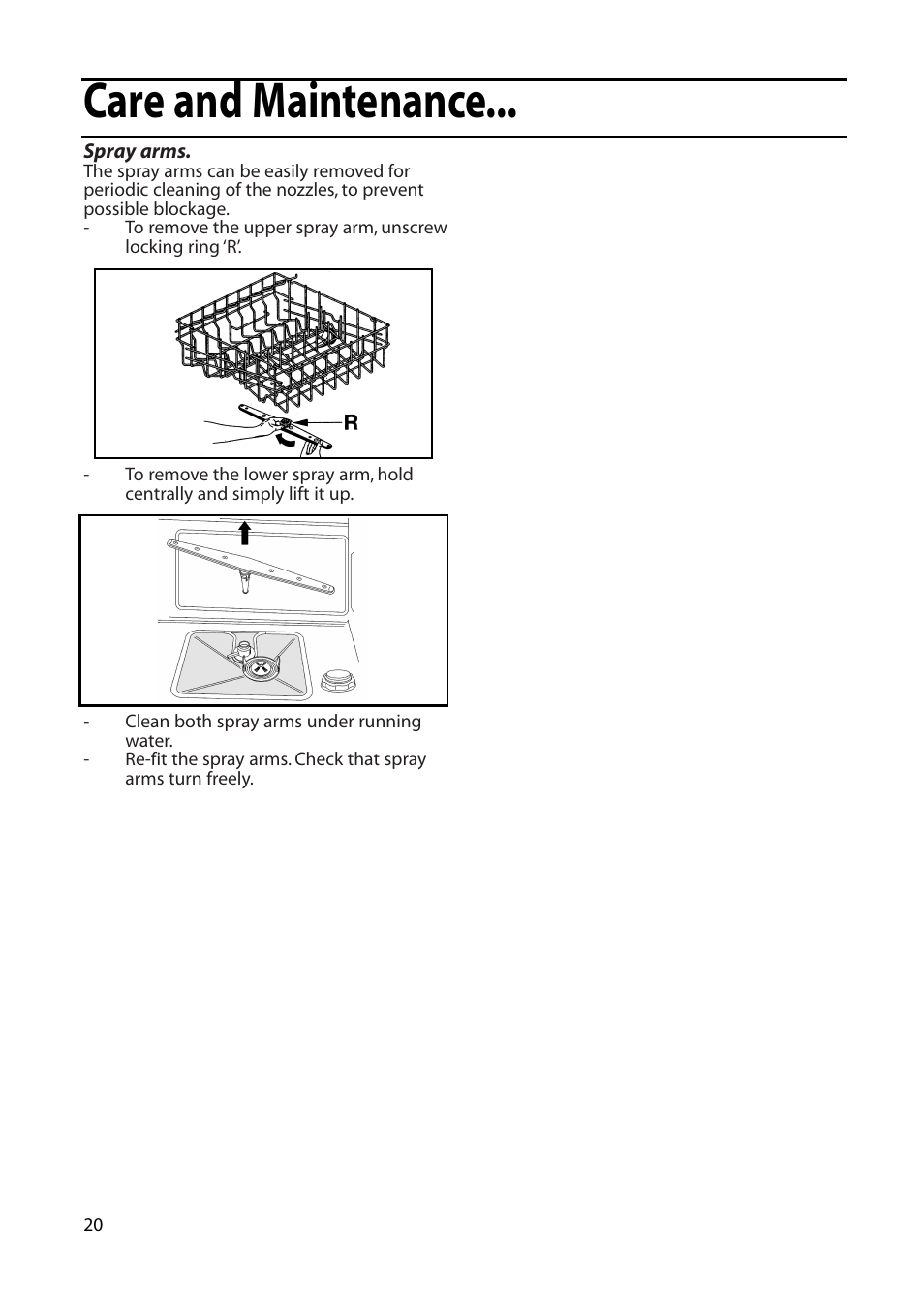 Care and maintenance | Hotpoint DF55 User Manual | Page 20 / 28