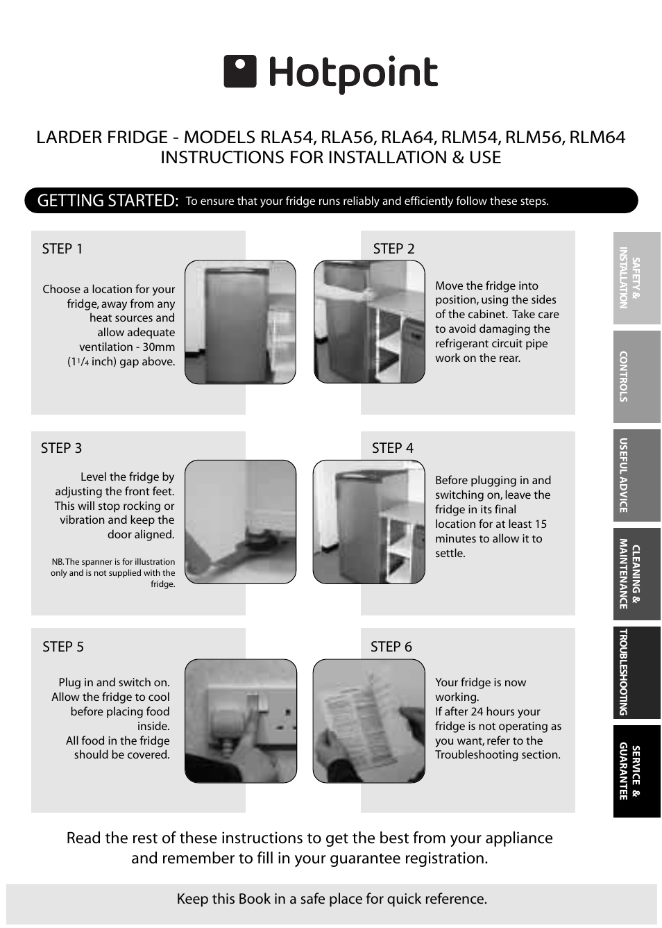 Hotpoint Larger Fridge RLM64 User Manual | 20 pages