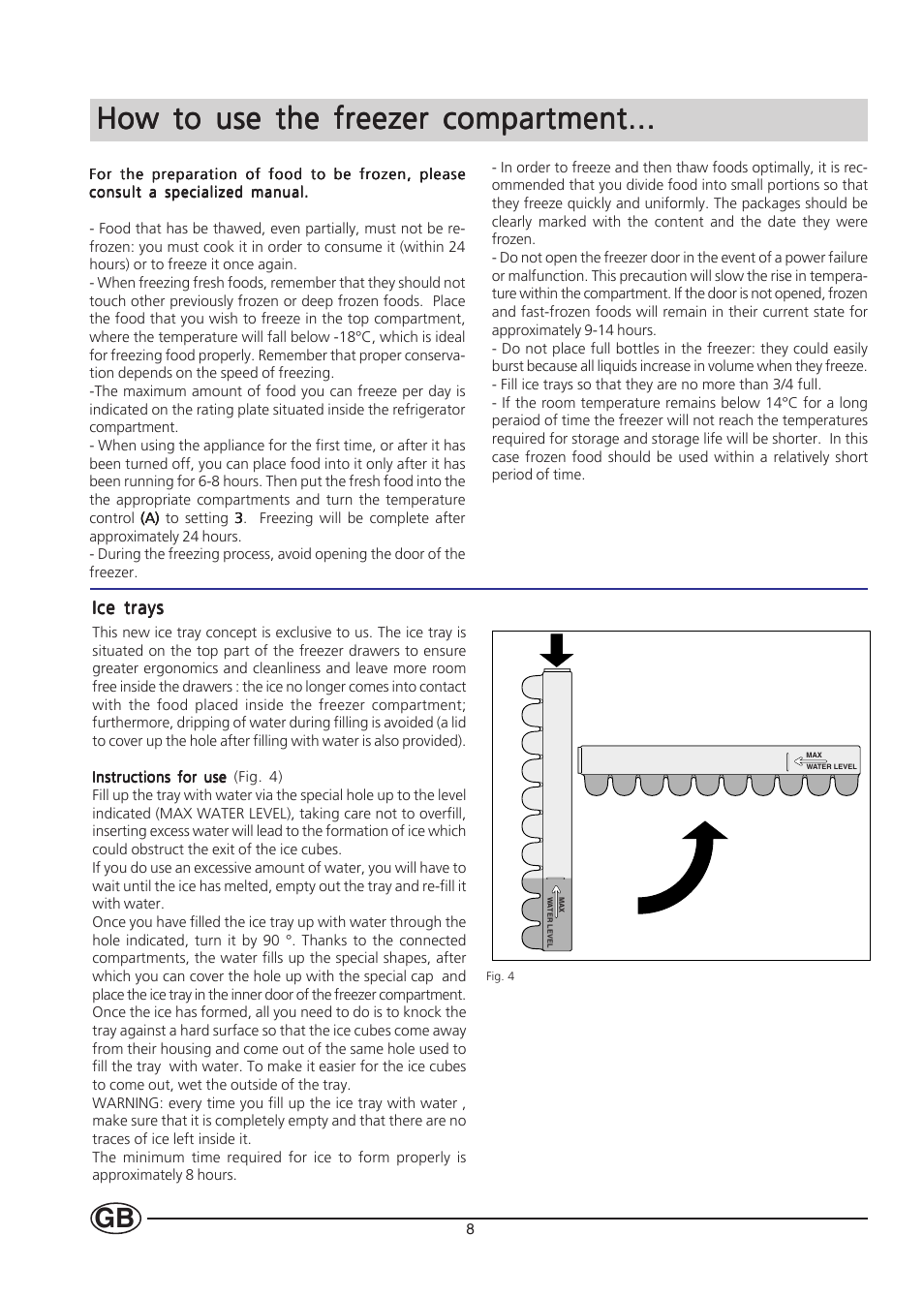 How to use the freezer compartment | Hotpoint HM312I User Manual | Page 8 / 16