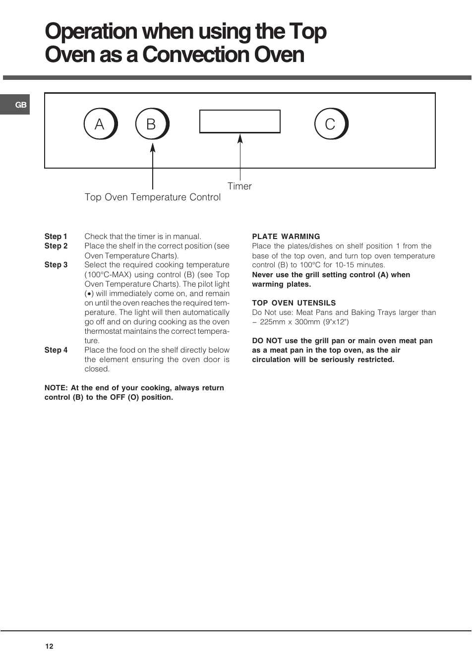 Ab c | Hotpoint BU72B2 User Manual | Page 12 / 32