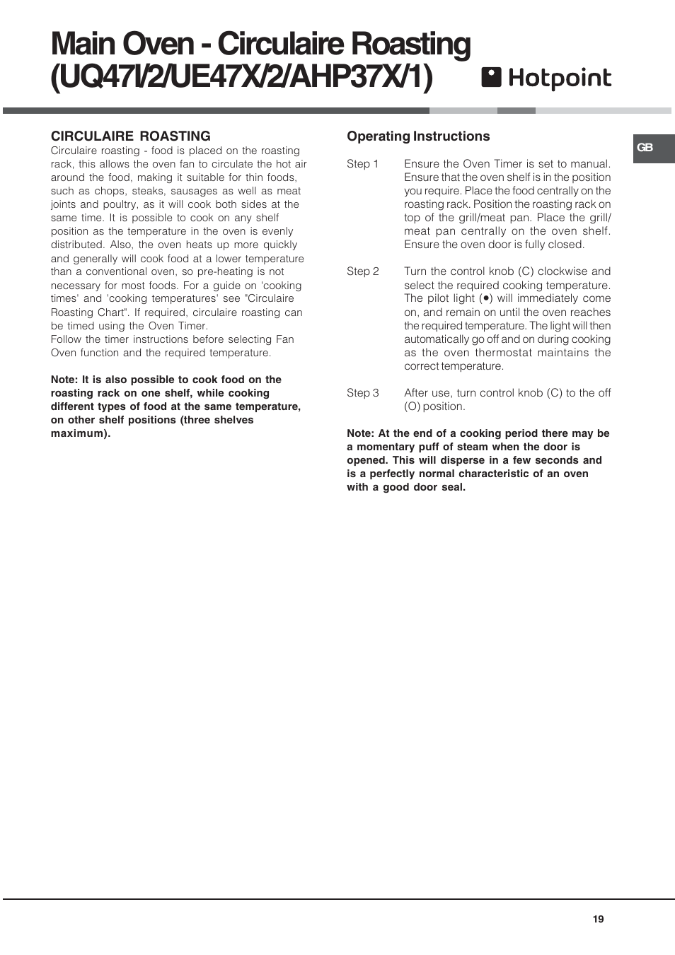 Hotpoint BU72B2 User Manual | Page 19 / 32