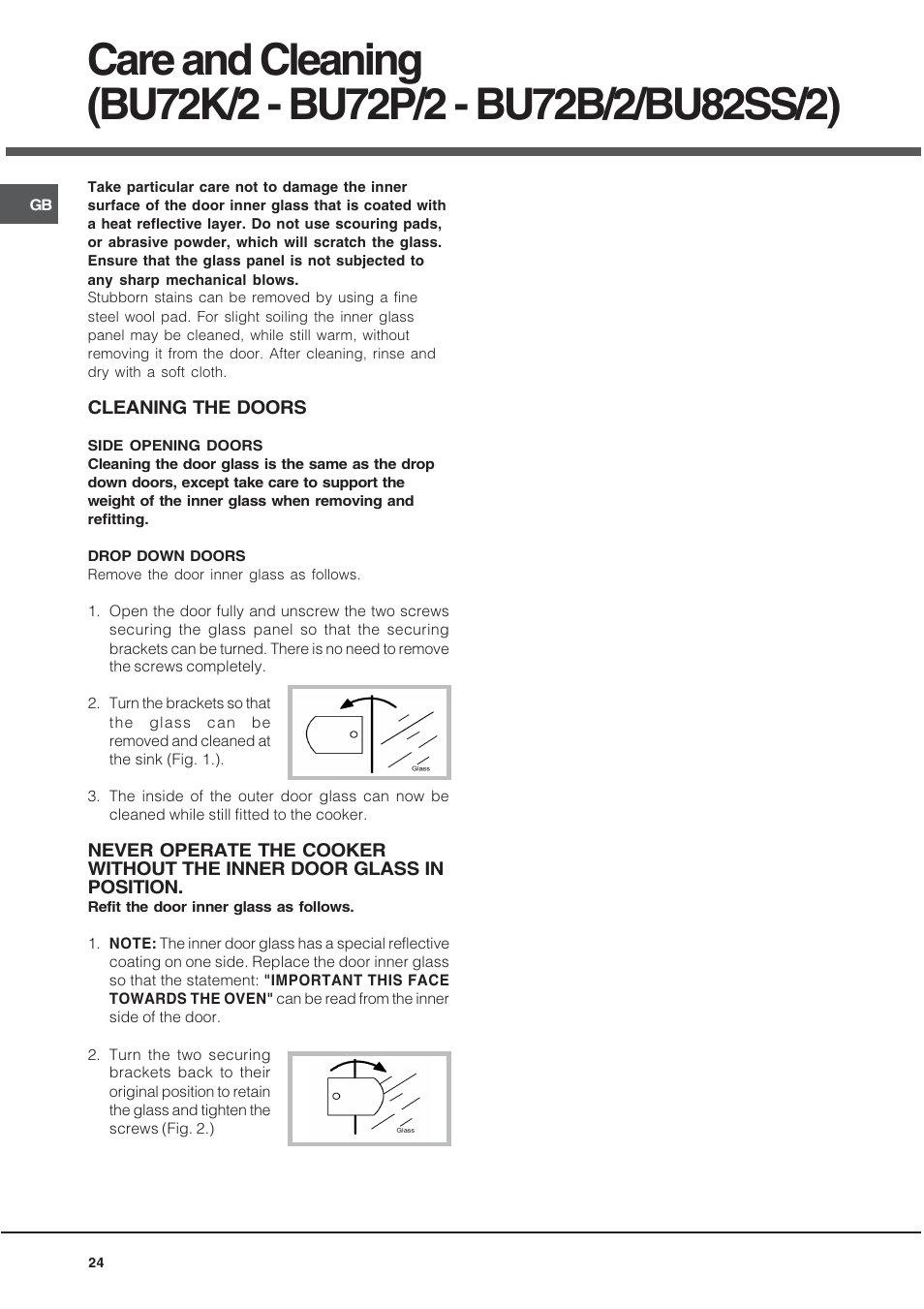 Hotpoint BU72B2 User Manual | Page 24 / 32