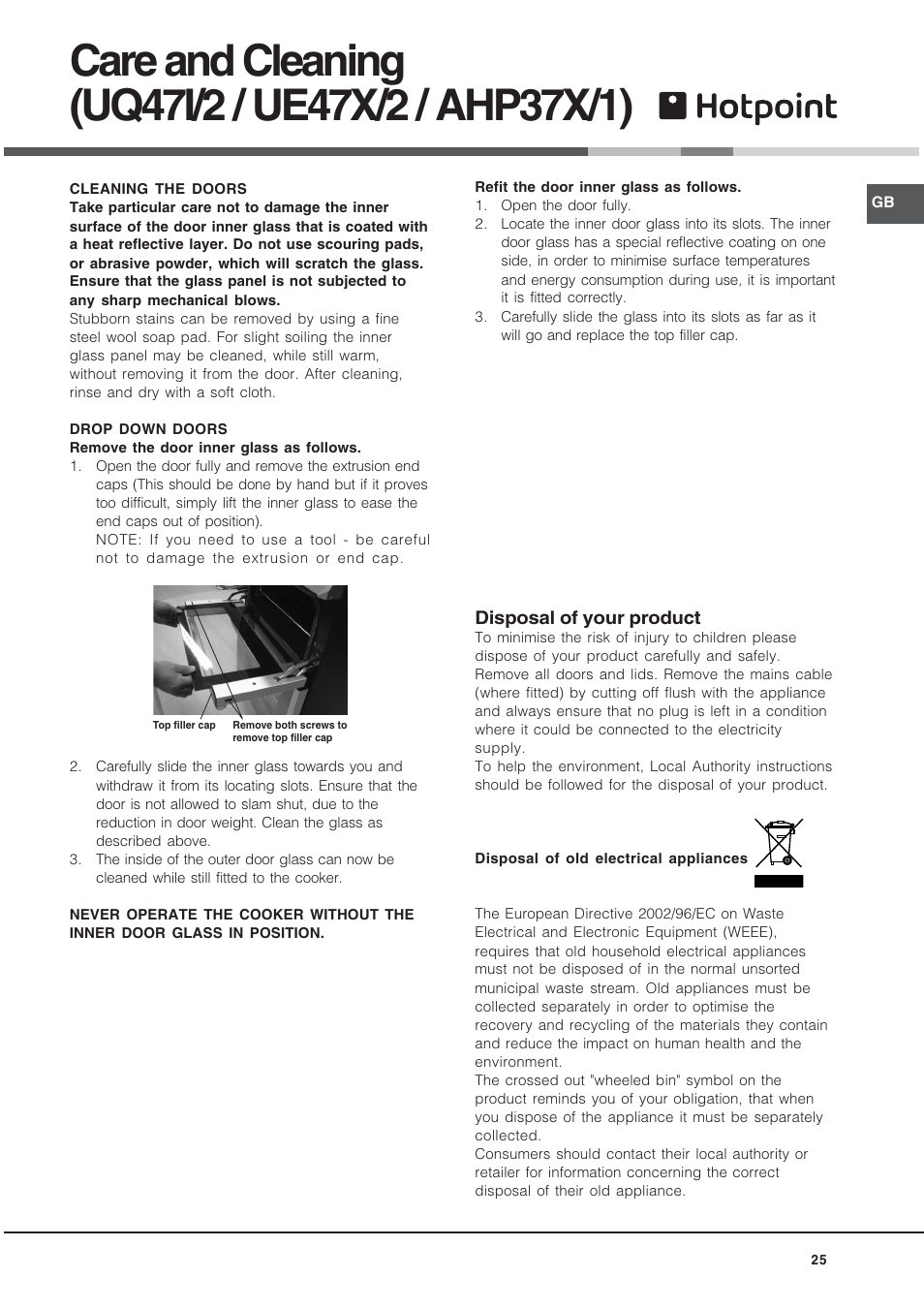 Hotpoint BU72B2 User Manual | Page 25 / 32
