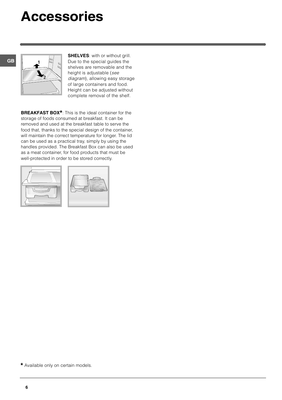 Accessories | Hotpoint FF200TP User Manual | Page 6 / 16