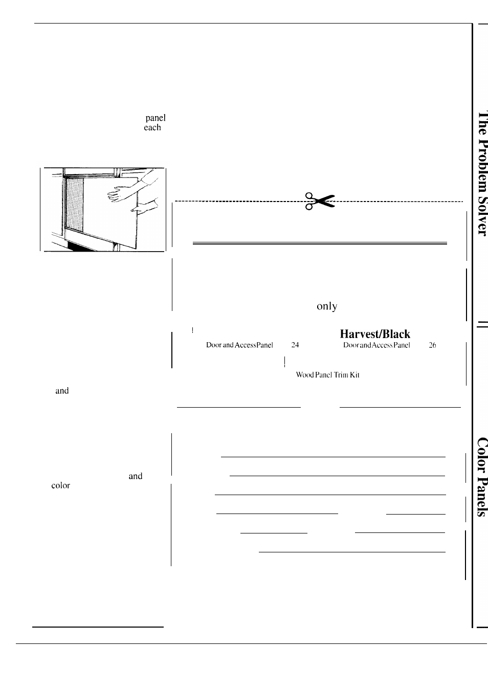 Front panel color change, How to change color panels, Order form | Color panel not supplied with your dishwasher, Wood panel trim kit, White/almond, Kit gpf 40 | Hotpoint HDA969 User Manual | Page 15 / 20