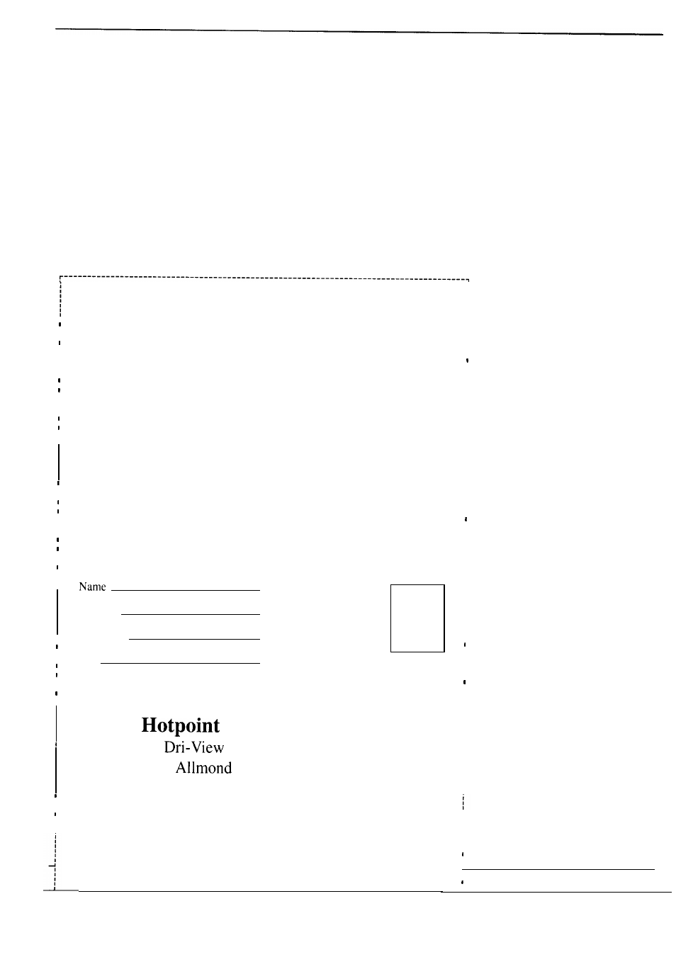 Address city, state zip, Place stamp here | Hotpoint HDA969 User Manual | Page 16 / 20