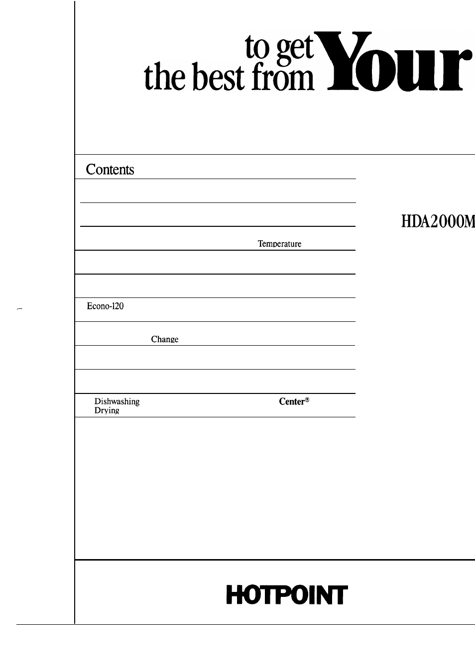 Hotpoint HDA2000M User Manual | 24 pages