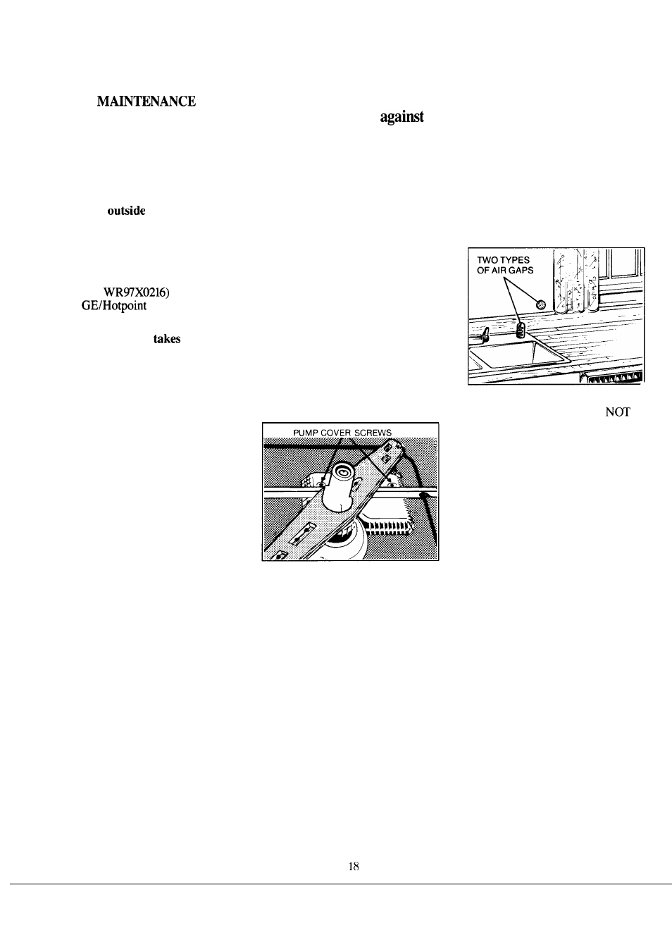 Air gap, Care and cleaning, User maintenance instructions 18 | Winter storage | Hotpoint HDA2000M User Manual | Page 18 / 24