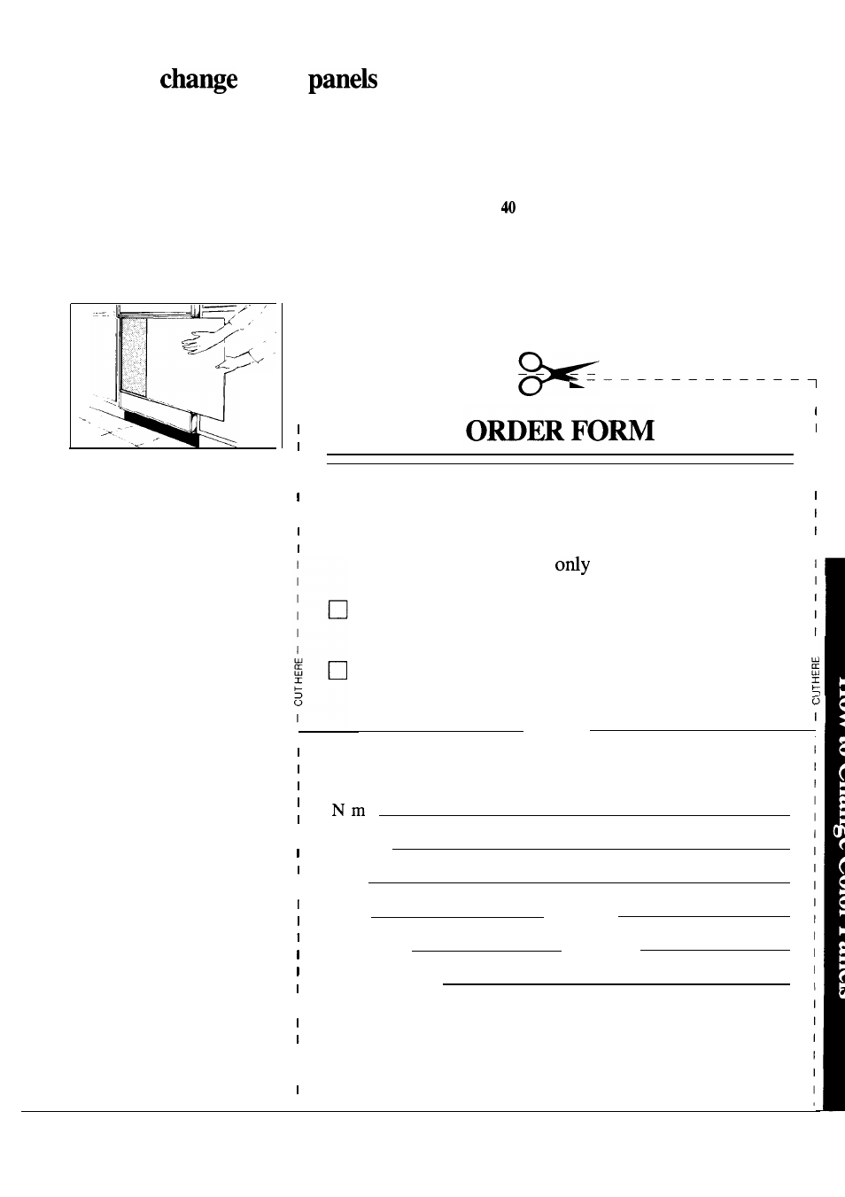 Front panel color, How to color, Color panel not supplied with your dishwasher | Wood panel trim kit, Harvest/black, Kit gpf 40, Coffee/avocado, White/almond | Hotpoint HDA2000M User Manual | Page 19 / 24