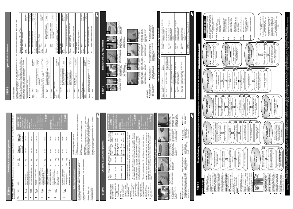 Step 5, Step 7, 5k g | 3k g, Step 4, Step 6, 2k g, Step 8 | Hotpoint WDM73 User Manual | Page 2 / 2