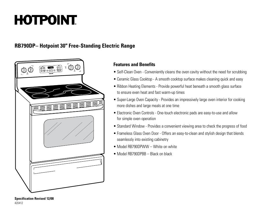 Hotpoint RB790DPBB User Manual | Page 2 / 2