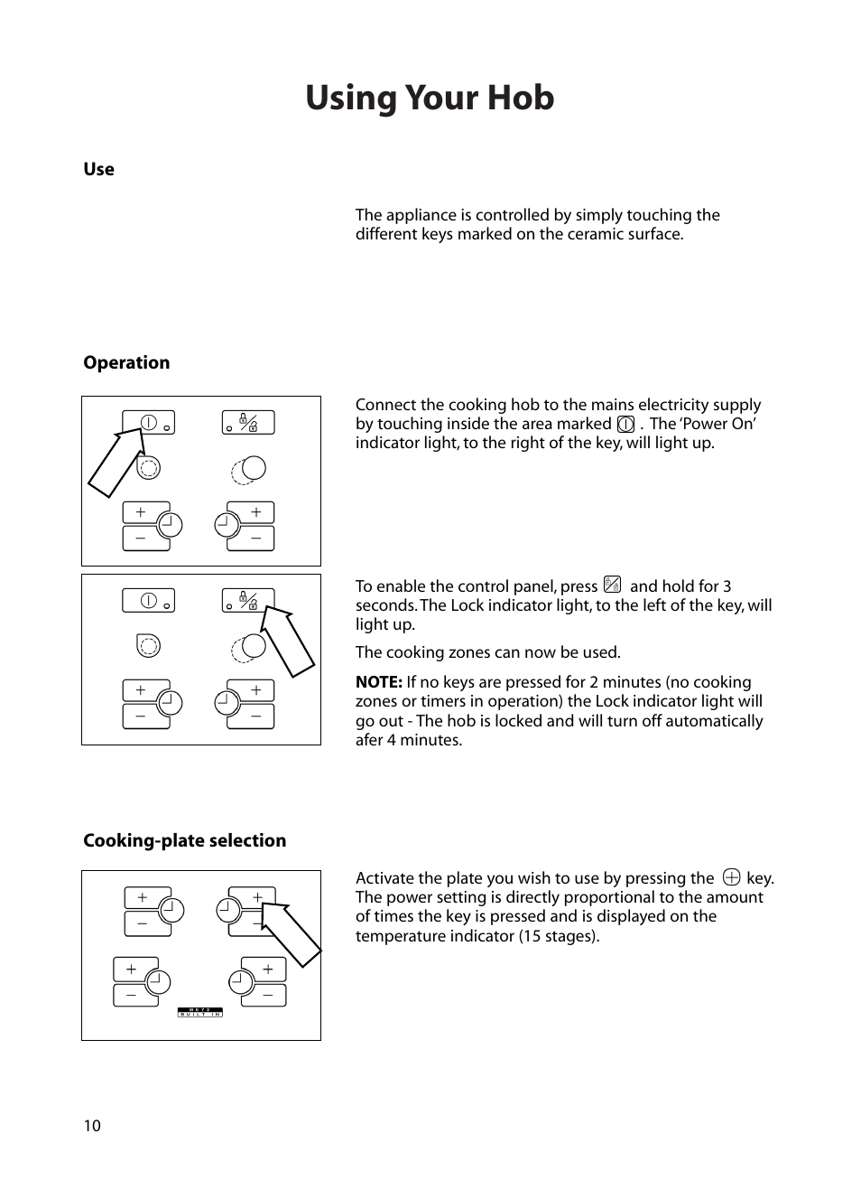 Using your hob | Hotpoint BE72 User Manual | Page 10 / 24
