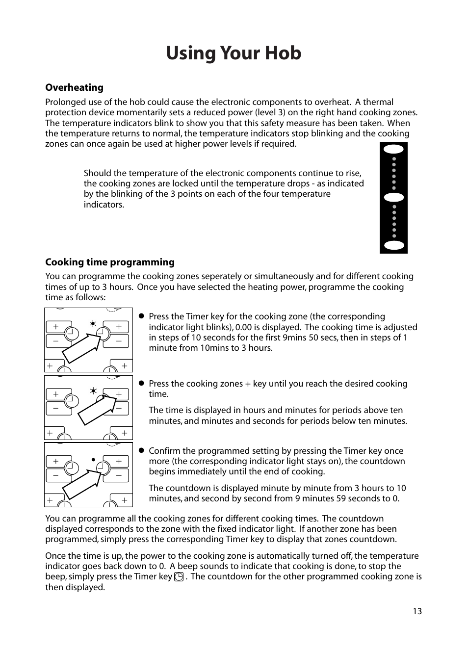 Using your hob | Hotpoint BE72 User Manual | Page 13 / 24