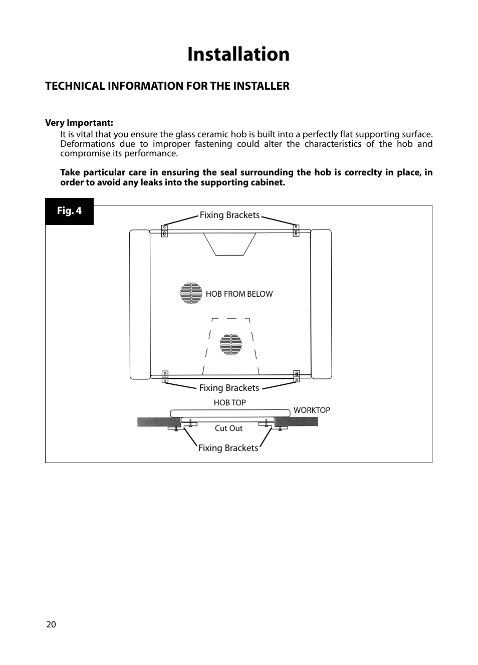 Installation | Hotpoint BE72 User Manual | Page 20 / 24