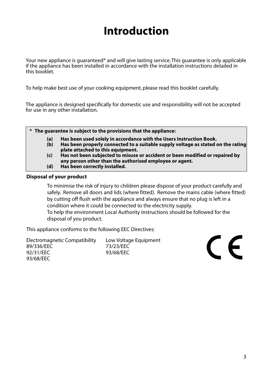 Introduction | Hotpoint BE72 User Manual | Page 3 / 24