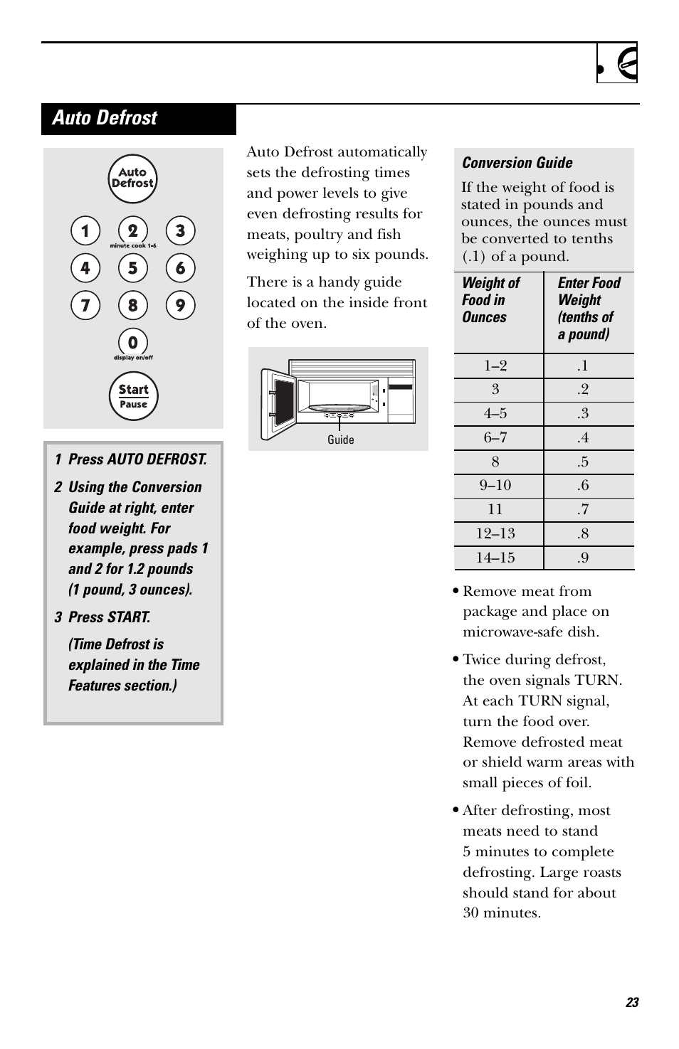 Auto defrost | Hotpoint RVM1435 User Manual | Page 23 / 80