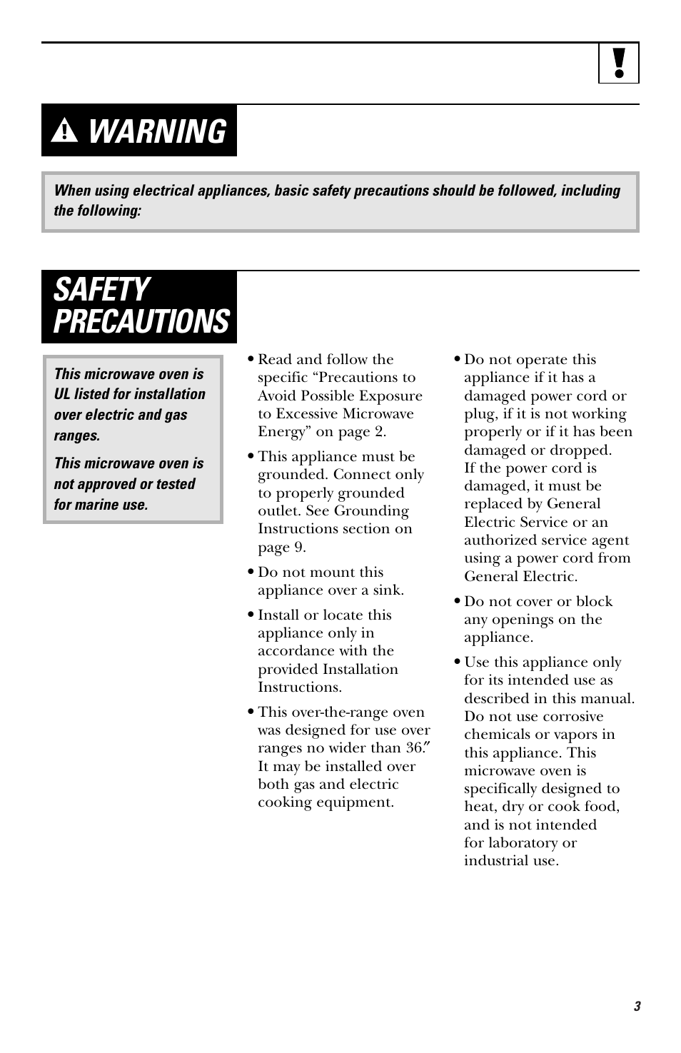 Warning, Safety precautions | Hotpoint RVM1435 User Manual | Page 3 / 80