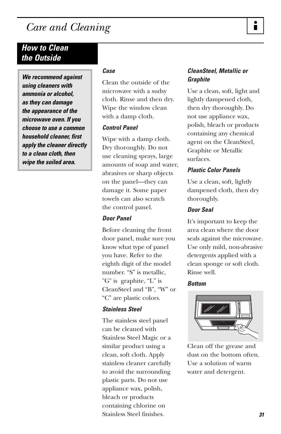 Care and cleaning, How to clean the outside | Hotpoint RVM1435 User Manual | Page 31 / 80