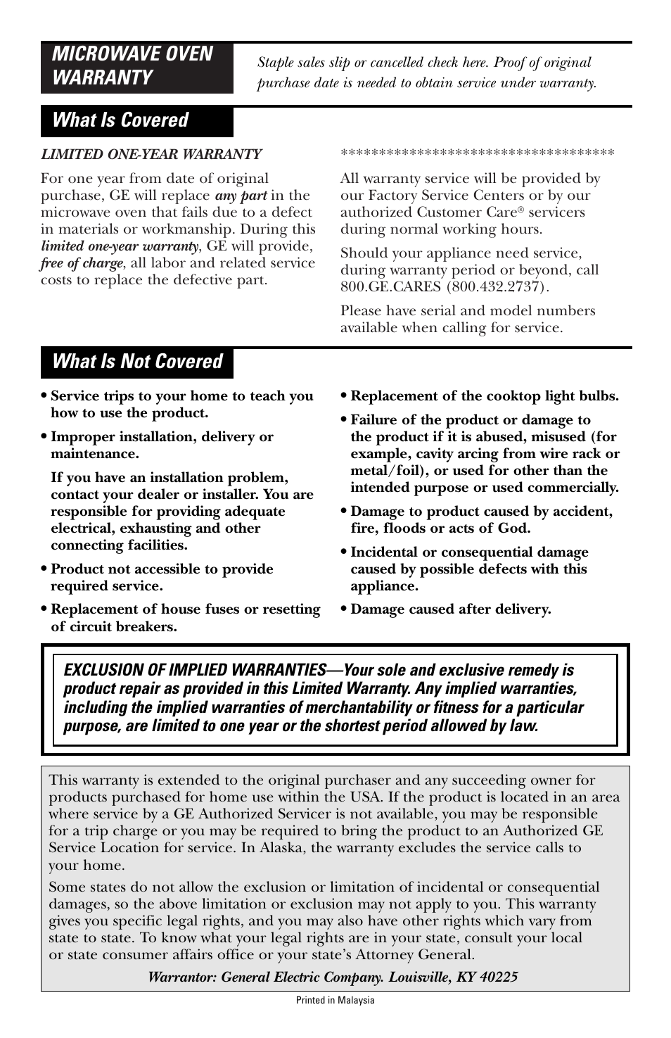 Warranty, Warranty back, Cover | Hotpoint RVM1435 User Manual | Page 40 / 80