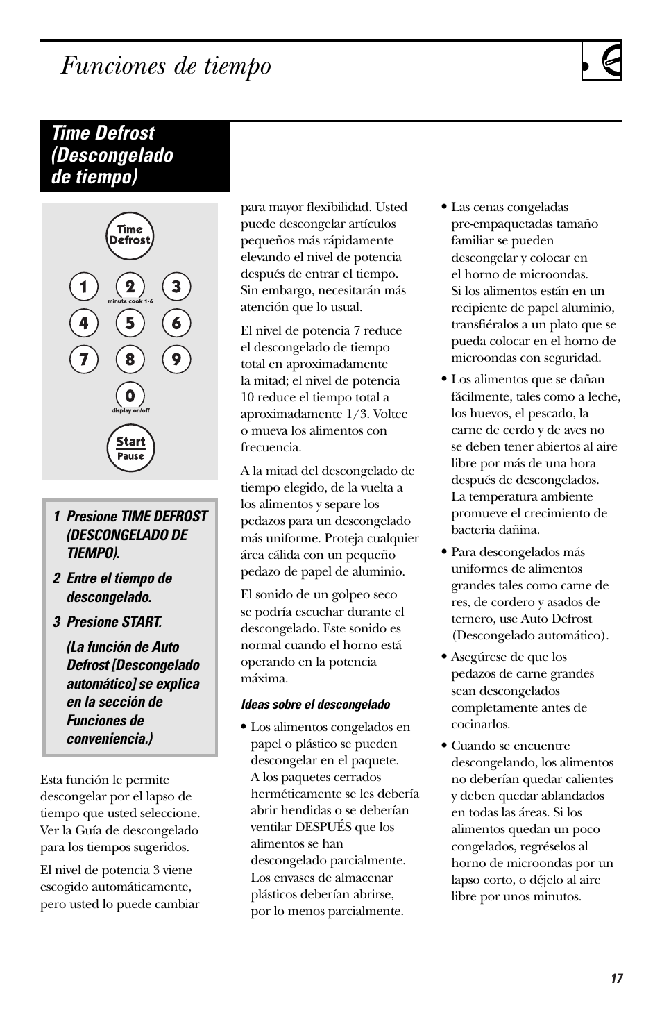 Funciones de tiempo, Time defrost (descongelado de tiempo) | Hotpoint RVM1435 User Manual | Page 57 / 80
