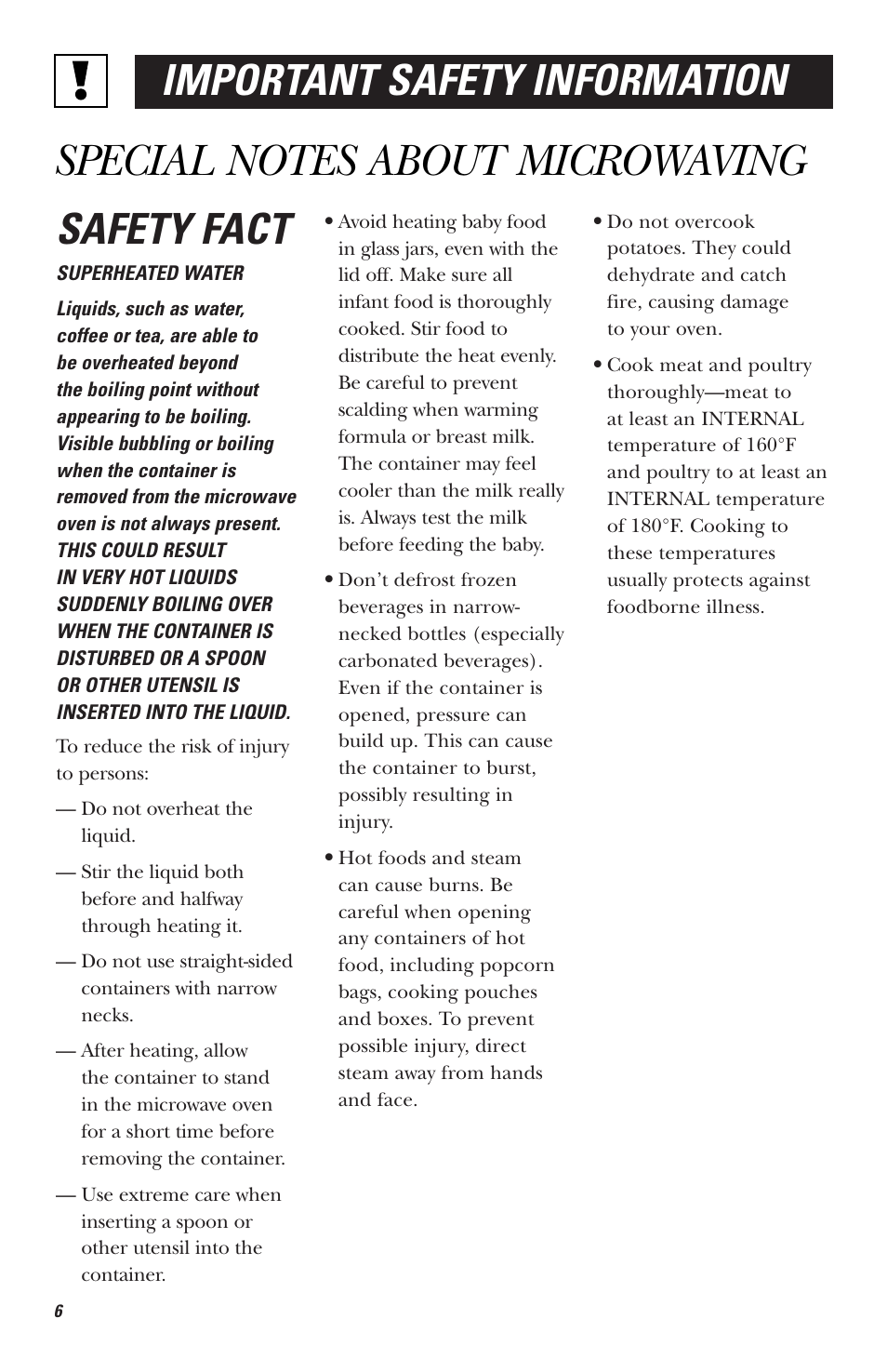 Safety fact, Important safety information | Hotpoint RVM1435 User Manual | Page 6 / 80