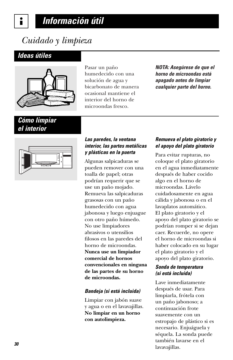 Cuidado y limpieza, Información útil cuidado y limpieza, Ideas útiles | Cómo limpiar el interior | Hotpoint RVM1435 User Manual | Page 70 / 80