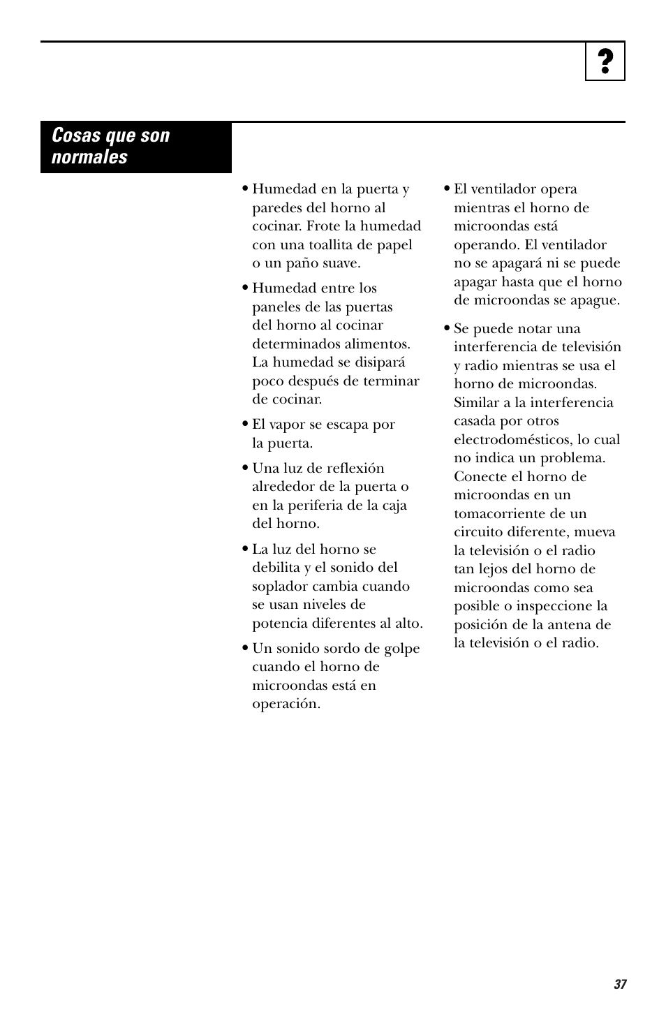 Cosas que son normales | Hotpoint RVM1435 User Manual | Page 77 / 80