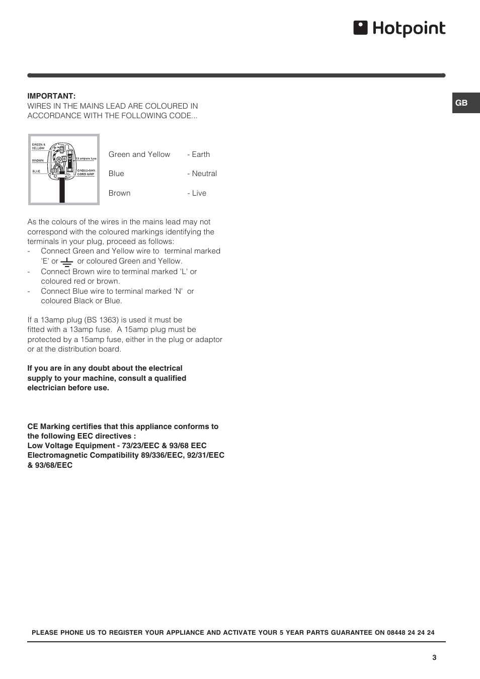 Hotpoint GB HUZ1221 User Manual | Page 3 / 12