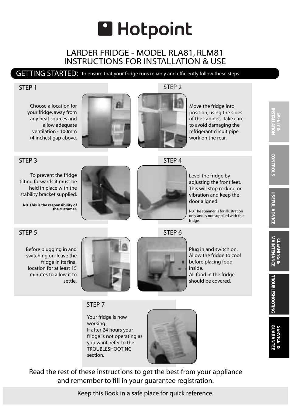 Hotpoint RLM81 User Manual | 20 pages