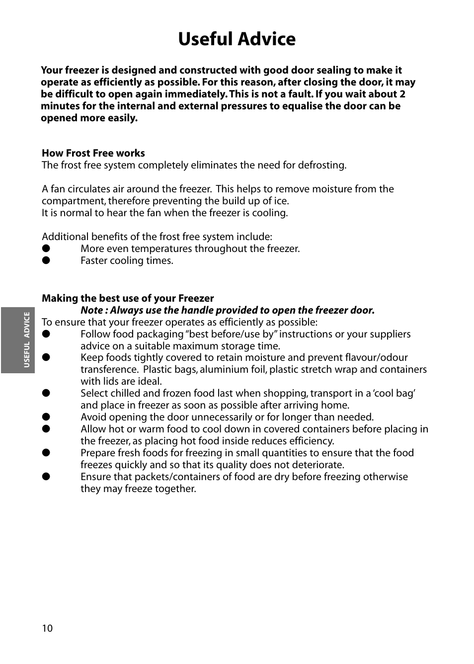 Useful advice | Hotpoint FZA81 User Manual | Page 10 / 20