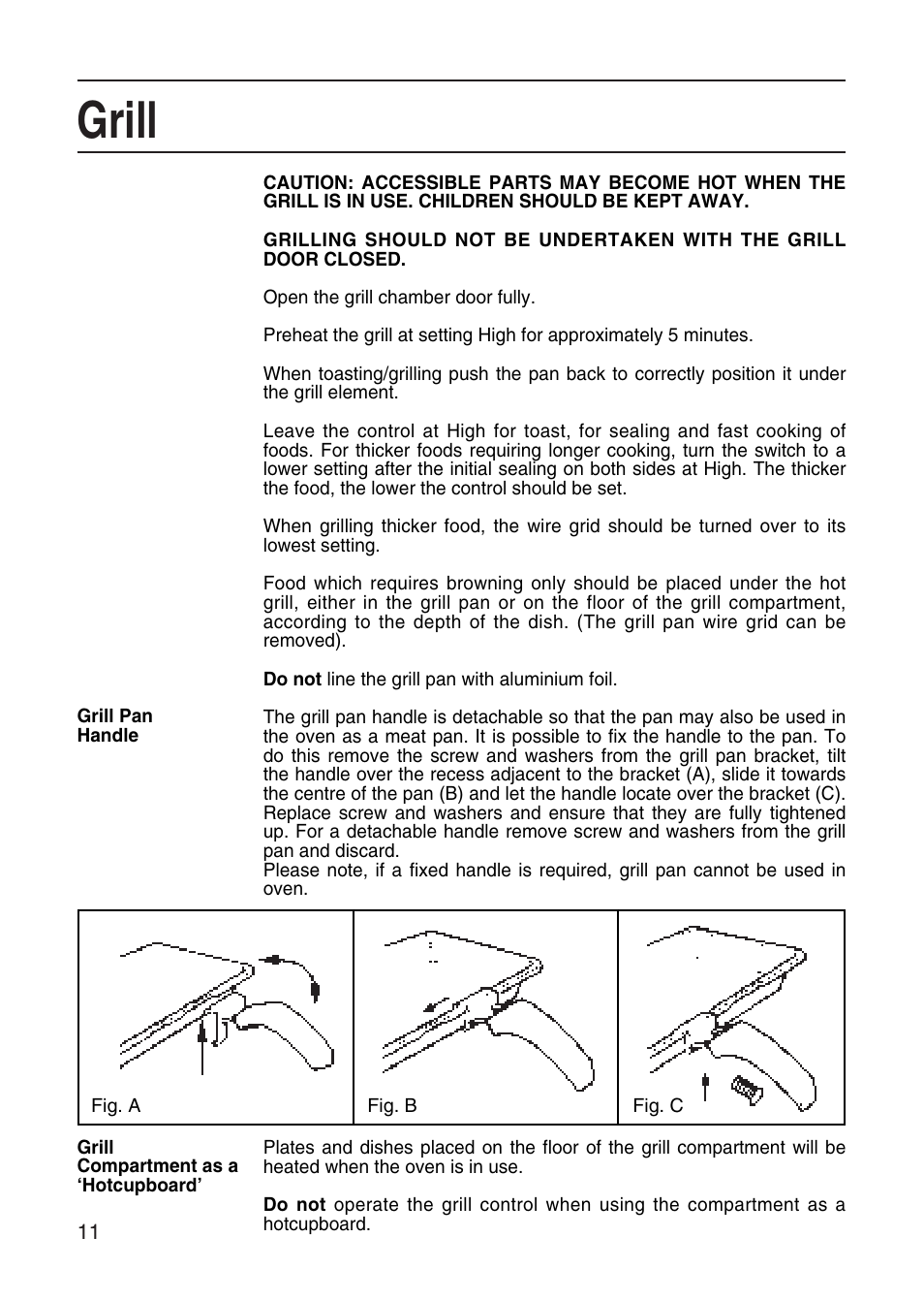 Grill | Hotpoint EH10 User Manual | Page 12 / 24