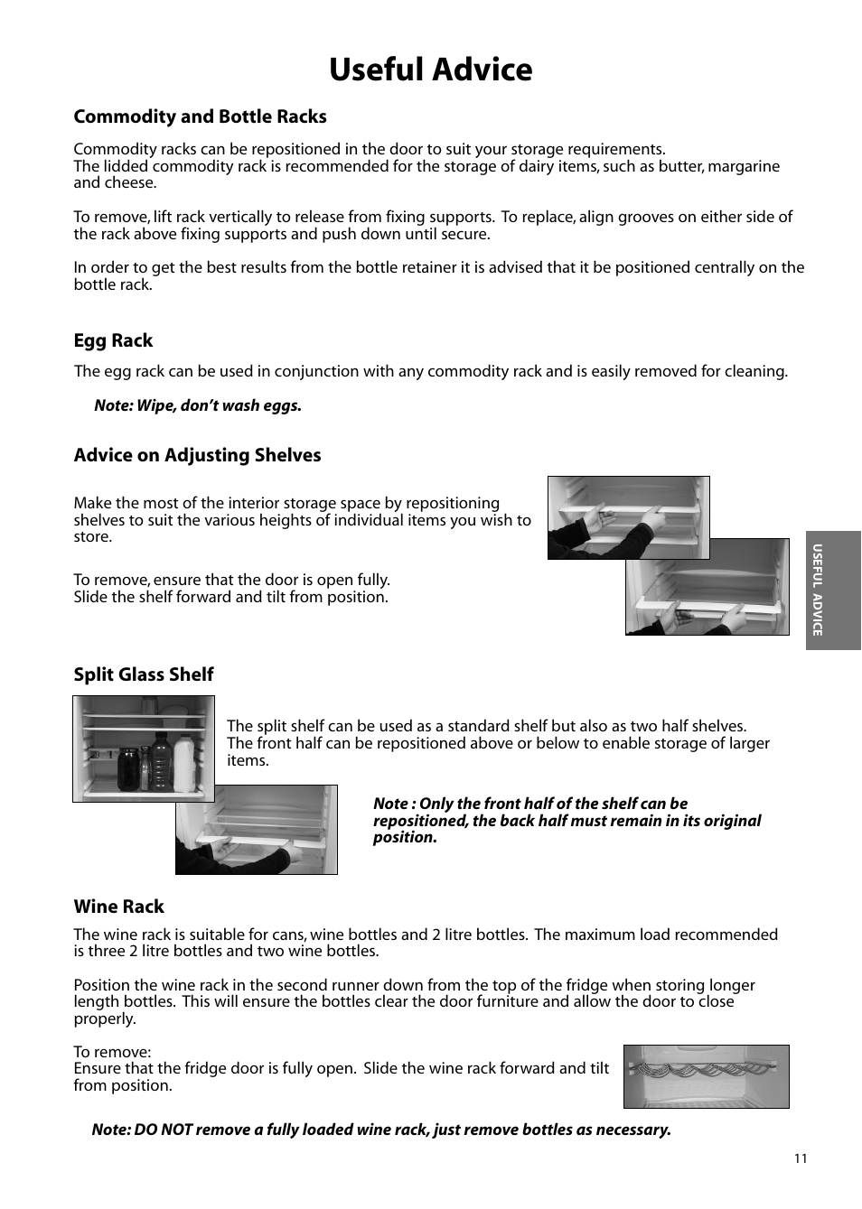 Useful advice | Hotpoint FFM97 User Manual | Page 11 / 24