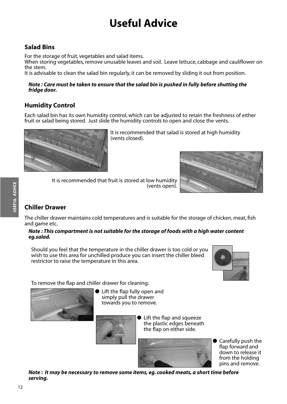 Useful advice | Hotpoint FFM97 User Manual | Page 12 / 24