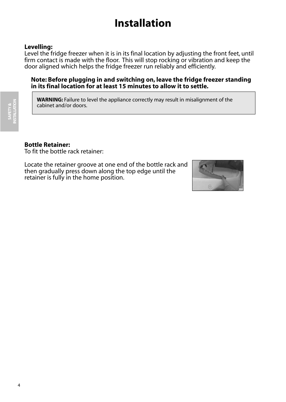 Installation | Hotpoint FFM97 User Manual | Page 4 / 24