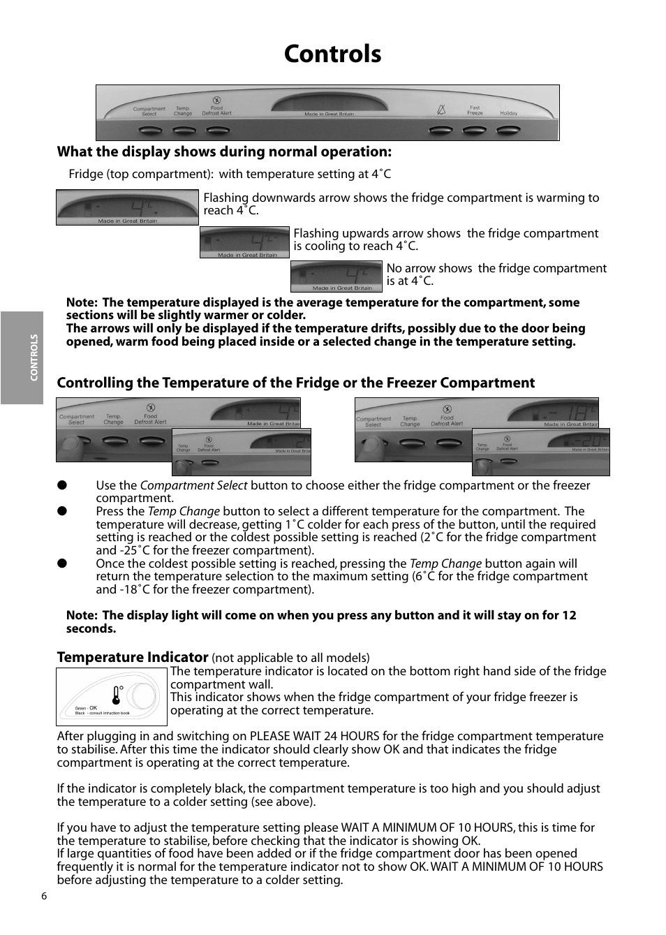 Controls | Hotpoint FFM97 User Manual | Page 6 / 24