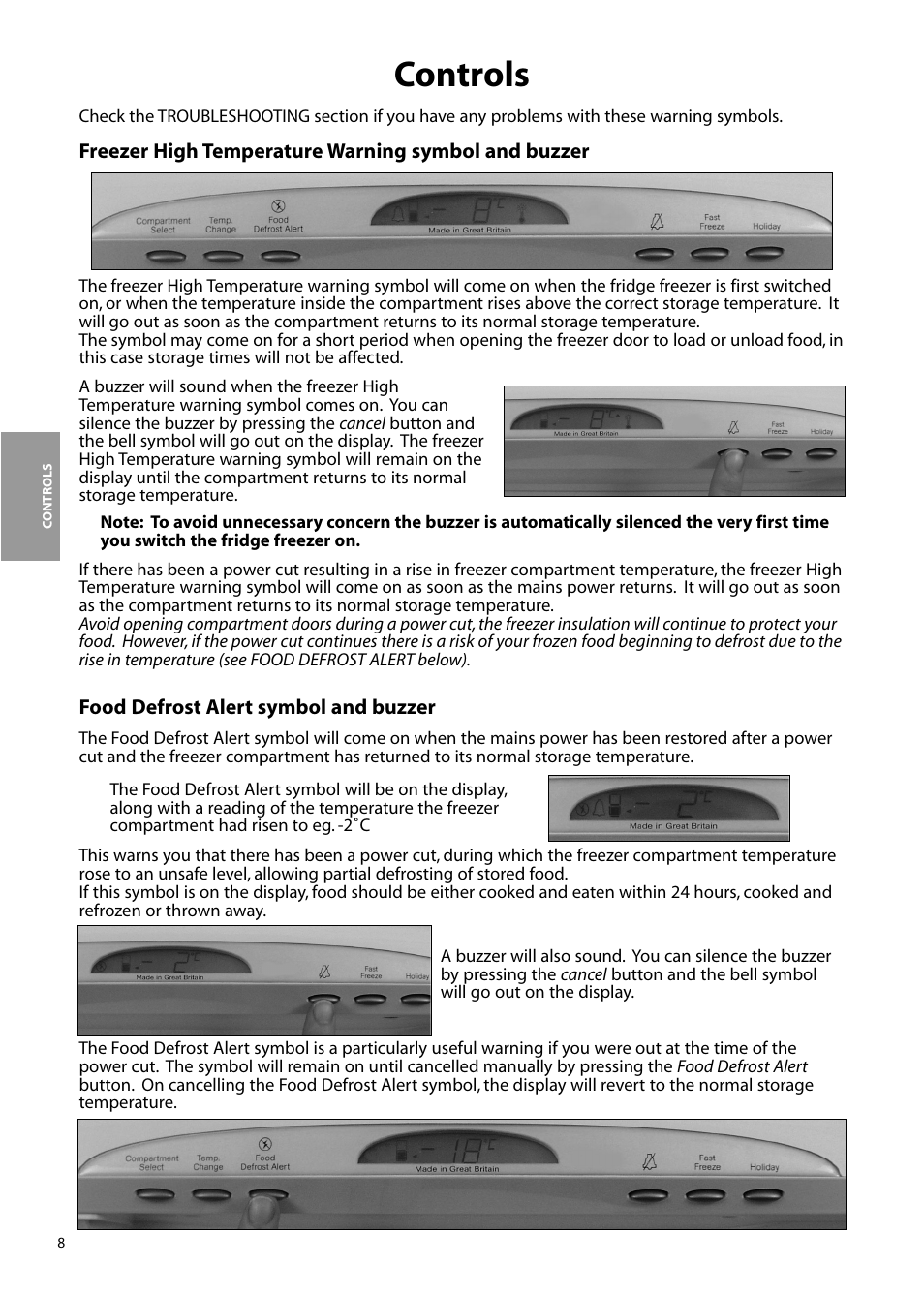 Controls | Hotpoint FFM97 User Manual | Page 8 / 24