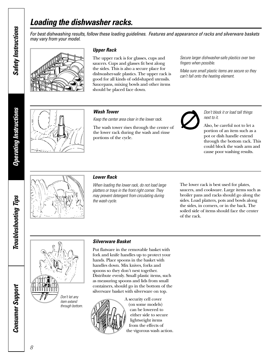 Loading the dishwasher racks | Hotpoint HDA3400 User Manual | Page 8 / 16