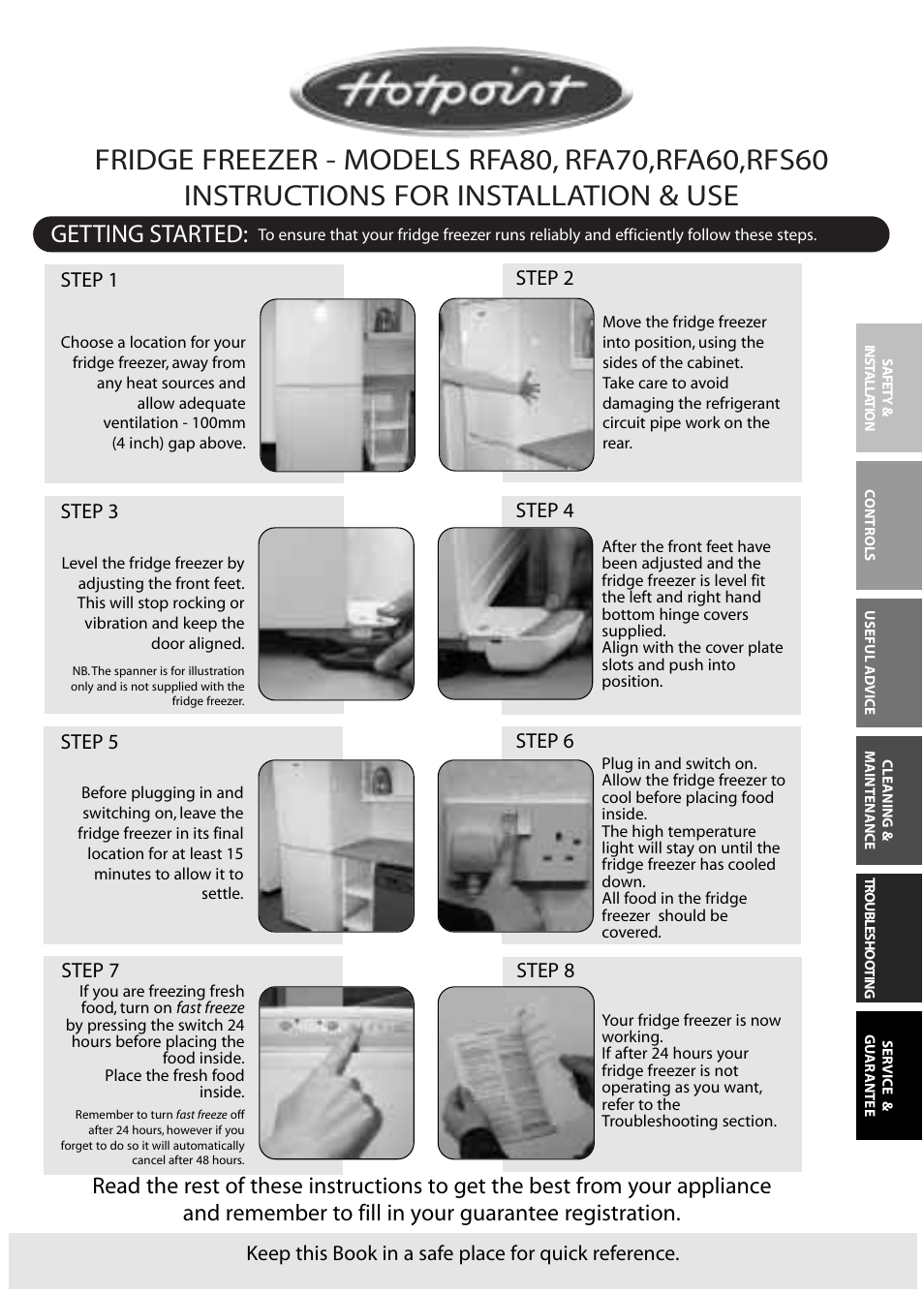 Hotpoint RFA60 User Manual | 24 pages