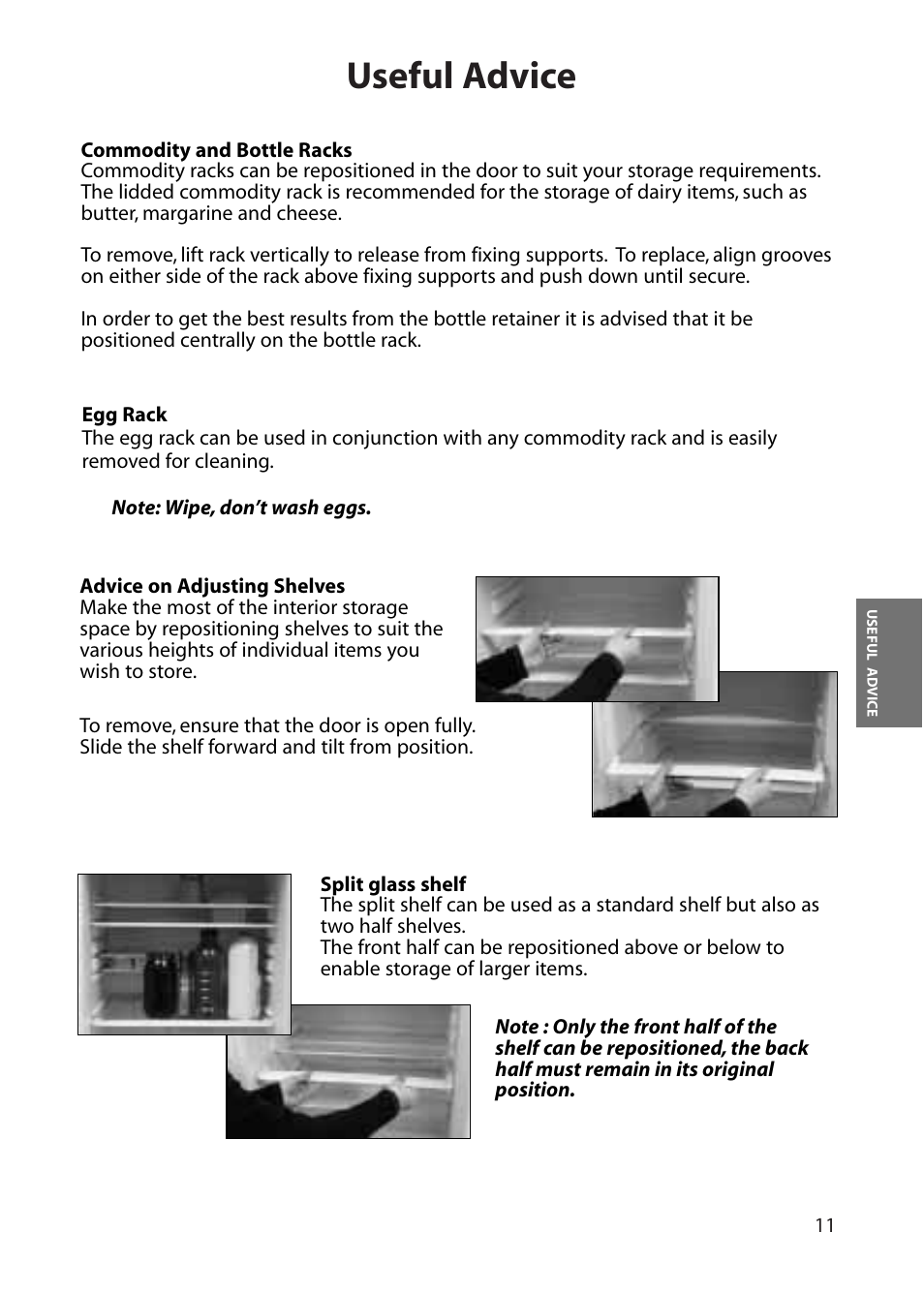 Useful advice | Hotpoint RFA60 User Manual | Page 11 / 24